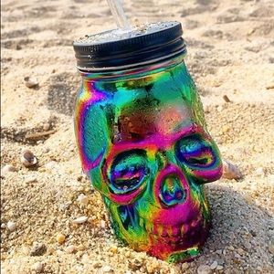 Skull Mason Jar with Straw ⚡️